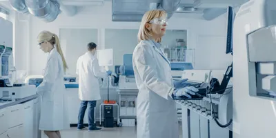 Scientists working in the lab