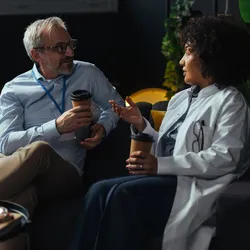 Supportive workplace environment encouraging mental health discussions betweeb lab staff and management