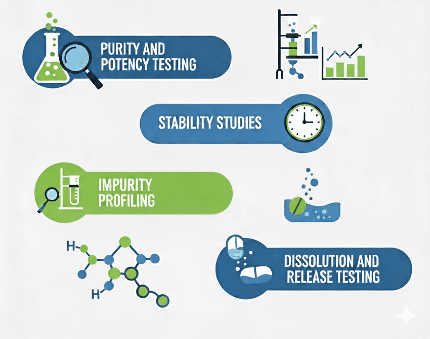 Analytical chemistry in pharmaceuticals infographic.
