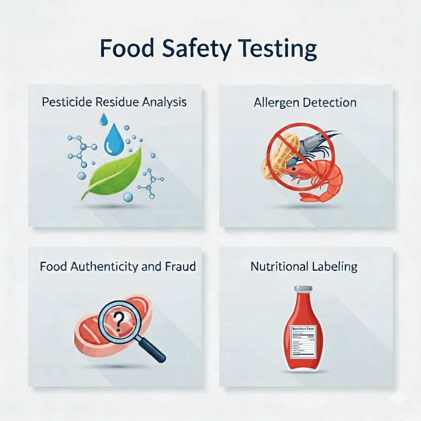 Analytical Chemistry in food safety infographic.