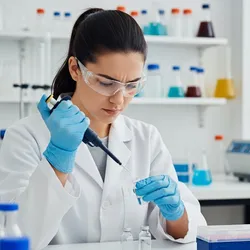  Laboratory technician handling a reference standard in a lab.