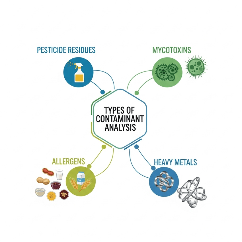 Infographic on types of contaminant analysis.