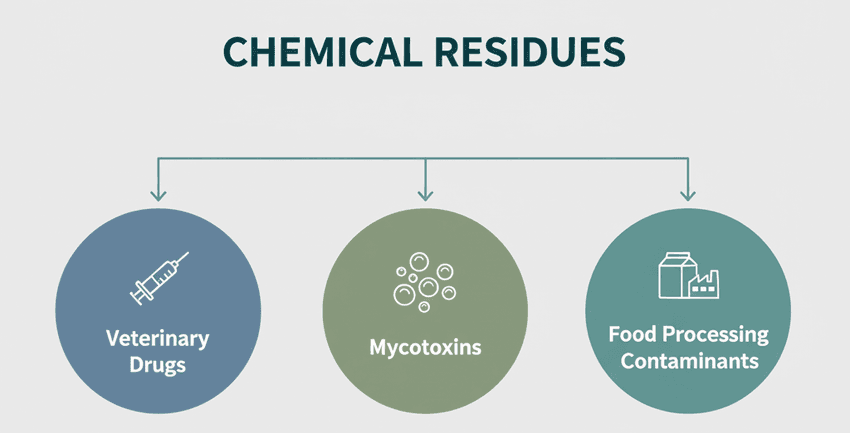 Infographic on common chemical residues in food. Infographic on common chemical residues in food.