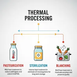 Infographic on thermal processing in foods.