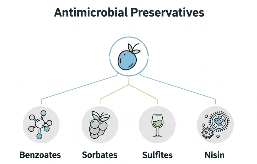 Infographic on antimicrobial preservatives. Infographic on antimicrobial preservatives.
