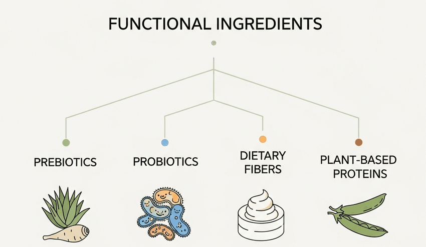 Infographic on functional ingredients in food.