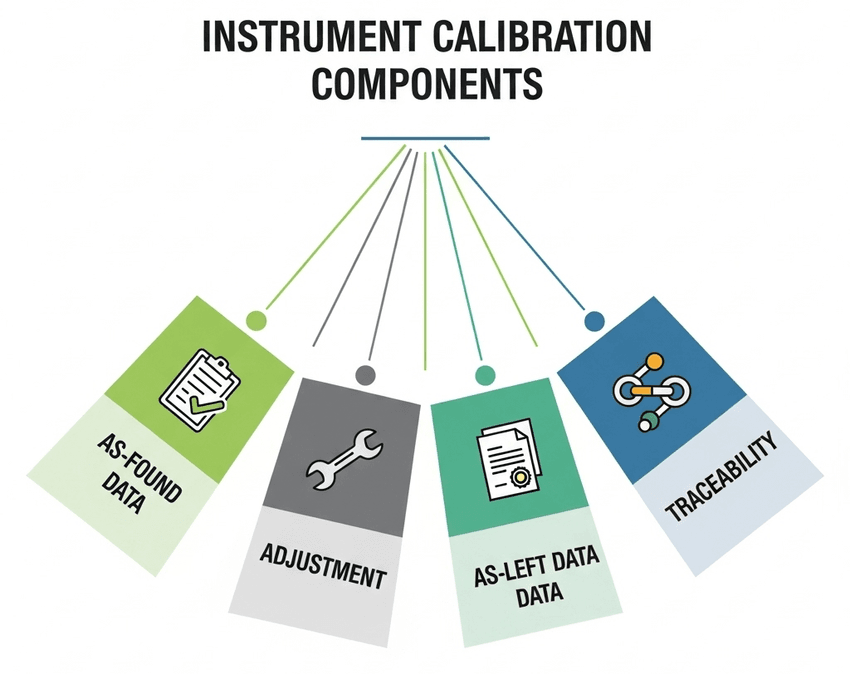 Infographic on instrument calibration components.