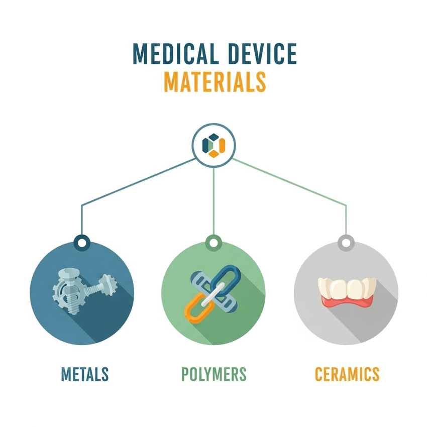 Infographic on medical device materials.