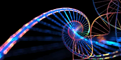 Abstract glowing DNA double helix representing genomics research and next-generation sequencing automation