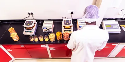 Scientist analyzing food samples in a laboratory