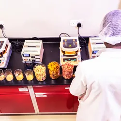 Scientist analyzing food samples in a laboratory