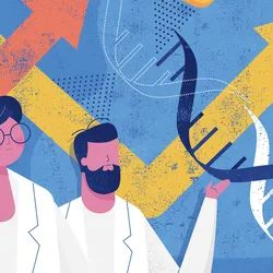 Scientists with DNA strands representing gene therapy advancements