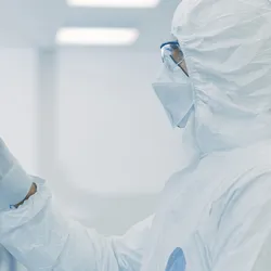 Scientist in pharma manufacturing lab