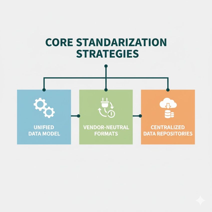 Infographic on core standardization strategies.