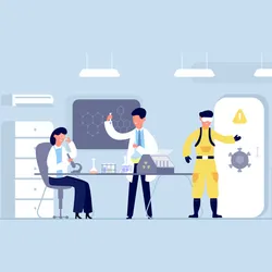 Illustration of life safety practices in a modern laboratory environment