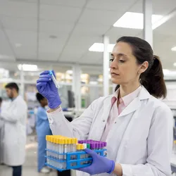  Lab technician analyzing samples for earlier detection of infectious diseases.