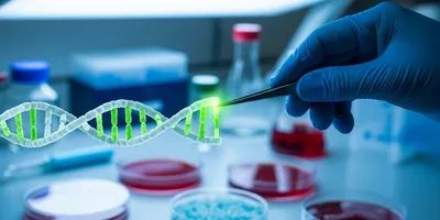 CRISPR gene editing process illustrated with DNA strand