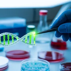 CRISPR gene editing process illustrated with DNA strand