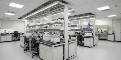 Modern flexible shared lab with modular design and equipment