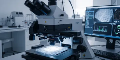 Advanced microscope used for automated imaging in life science labs