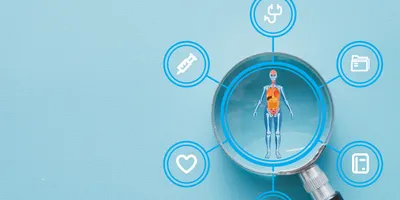 Illustration of whole-person health research concept with human anatomy