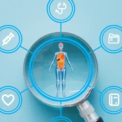 Illustration of whole-person health research concept with human anatomy