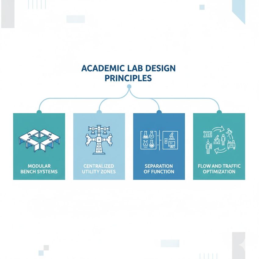 Infographic on academic lab design optimization.