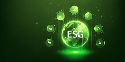 Green globe showcasing ESG components and data
