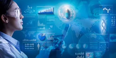 Scientist analyzing data in pharmaceutical lab for domestic manufacturing.