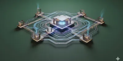 Abstract visual representation of a centralized data network connecting multiple scientific labs, emphasizing unified management and data integrity in drug discovery.