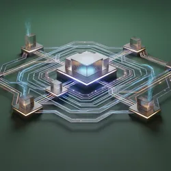 Abstract visual representation of a centralized data network connecting multiple scientific labs, emphasizing unified management and data integrity in drug discovery.