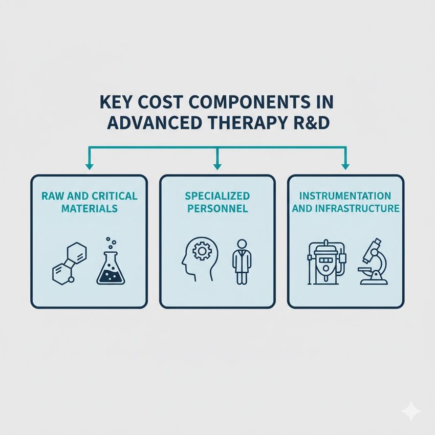 Infographic on the key cost components of advanced therapy R&D