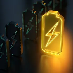 Brightly lit lithium-ion battery symbolizing sustainable chemical engineering