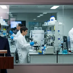 Forensic lab leadership in action during a press conference