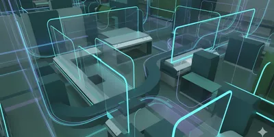 Abstract shared lab space design, modular laboratory, digital integration, research excellence, teaching facilities, academic innovation.