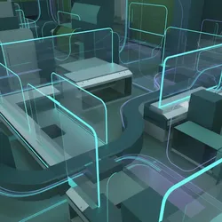 Abstract shared lab space design, modular laboratory, digital integration, research excellence, teaching facilities, academic innovation.