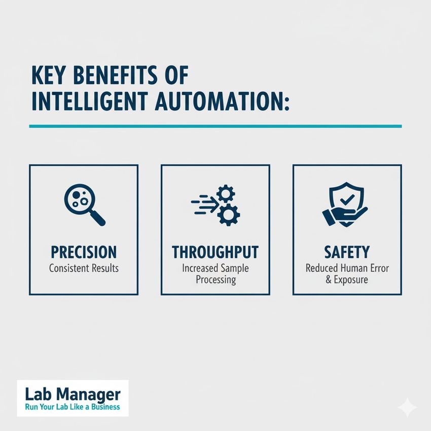 Infographic detailing the benefits of intelligent automation.
