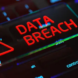 A glowing red sign that says "DATA BREACH"