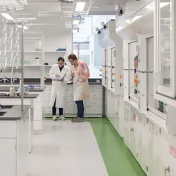 Modern laboratory after renovation featuring flexible workspaces