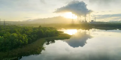 Industrial landscape depicting emissions in Asia-Pacific