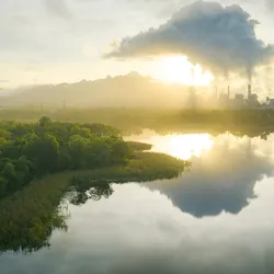 Industrial landscape depicting emissions in Asia-Pacific