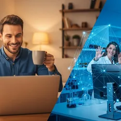 Virtual onboarding session with team members connecting online