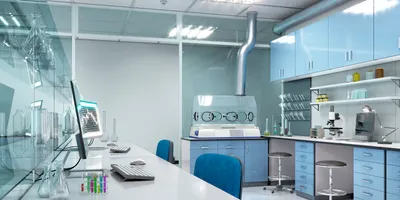 Modern AI-driven lab design with technology and space-efficient layout