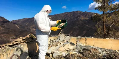 Soil sampling after wildfire for lead contamination analysis