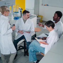 Lab managers collaborating on laboratory planning