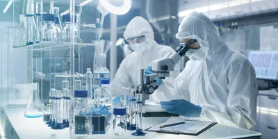 Laboratory workers focusing on chemical hazards and safety tasks