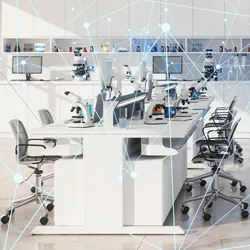 Modern laboratory showcasing AI automation tools and instruments.