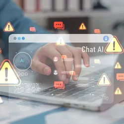 AI safety guidance depicted through a laptop screen and warnings