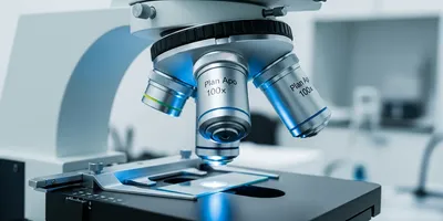 an optical microscope showing various objective lenses