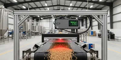 NIR spectroscopy system measuring moisture on a conveyor